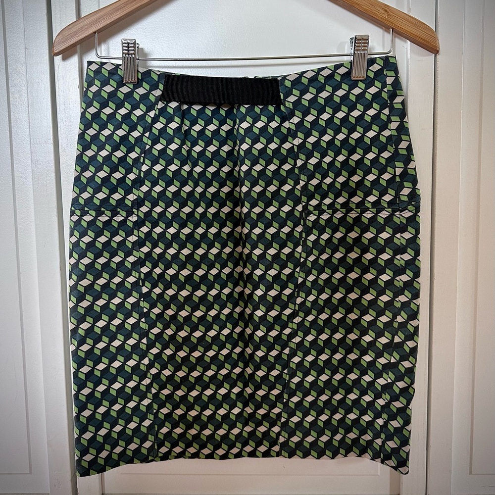 Corey Lynn Calter Geometric Pencil Skirt - Green and Black